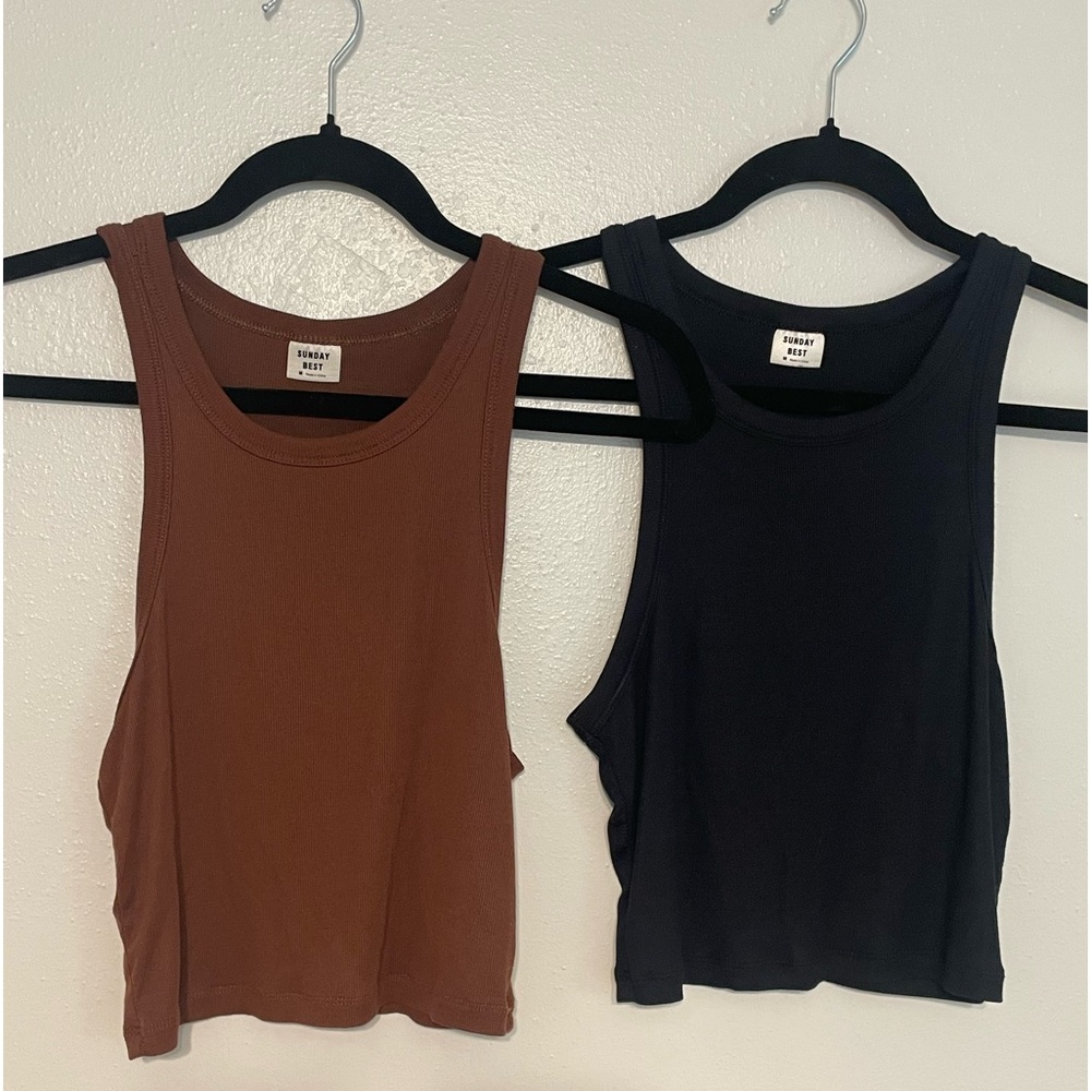 Bundle of 2 Aritzia Sunday Best Honor Tank Tops - Black and Brown